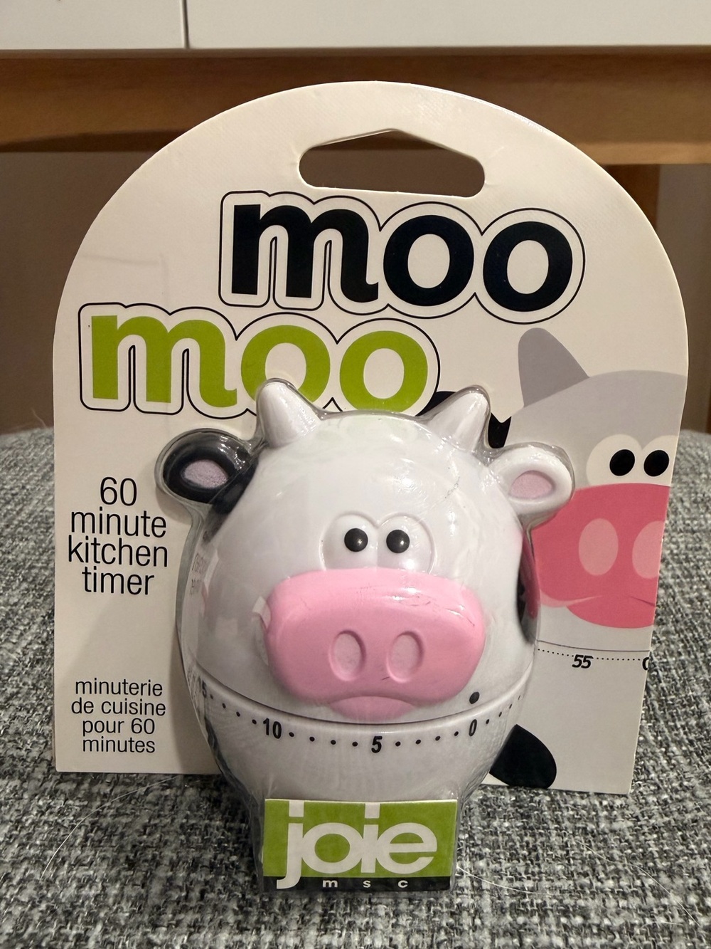 Joie White & Pink Cow Kitchen Timer